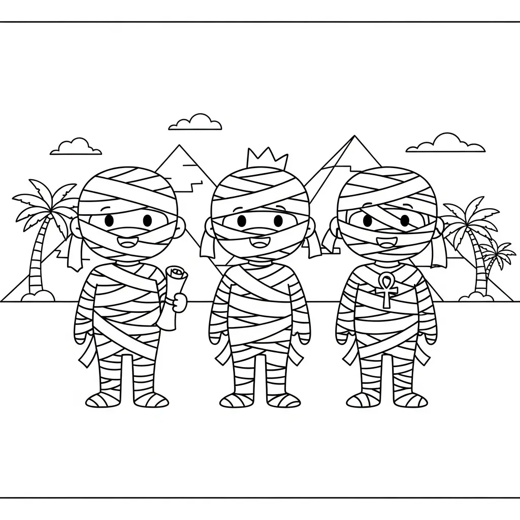 Kleurplaat Mummies 2