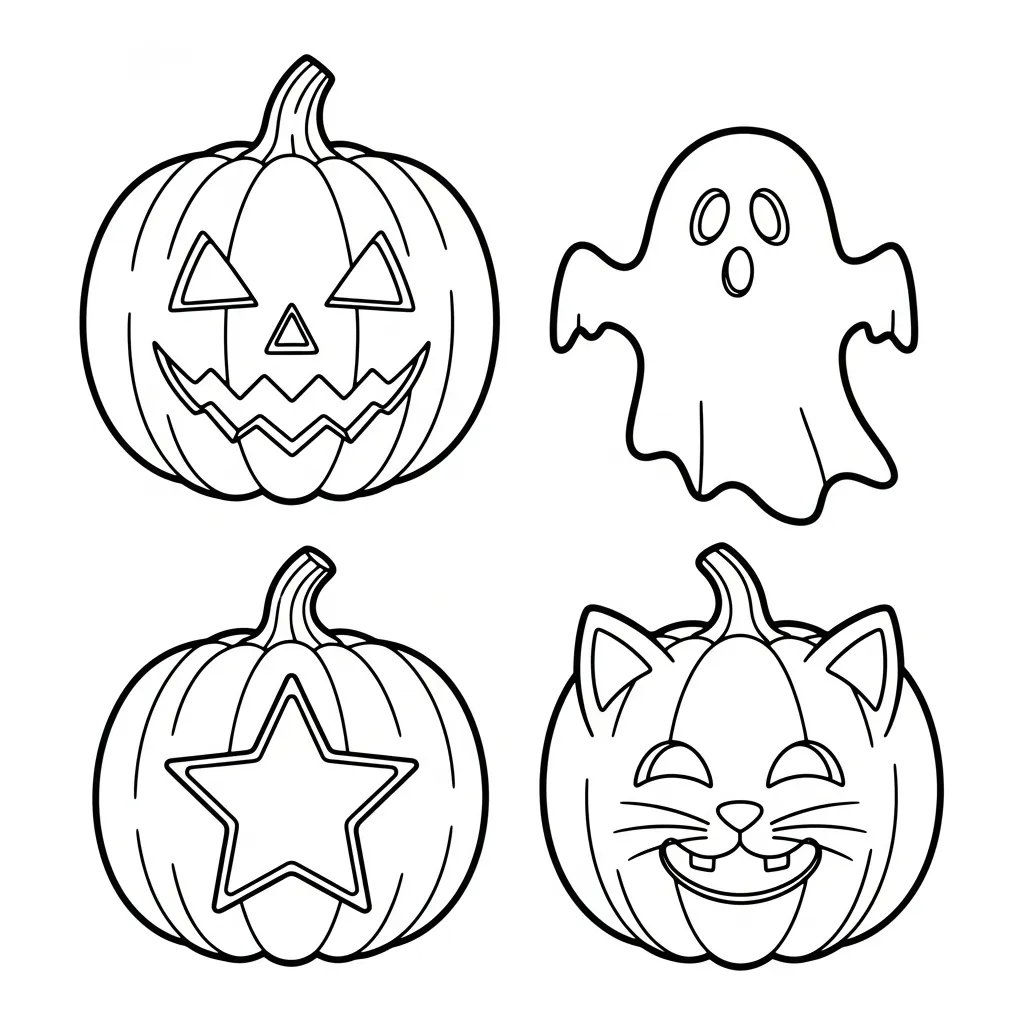 Kleurplaat Pompoen snijpatronen 4