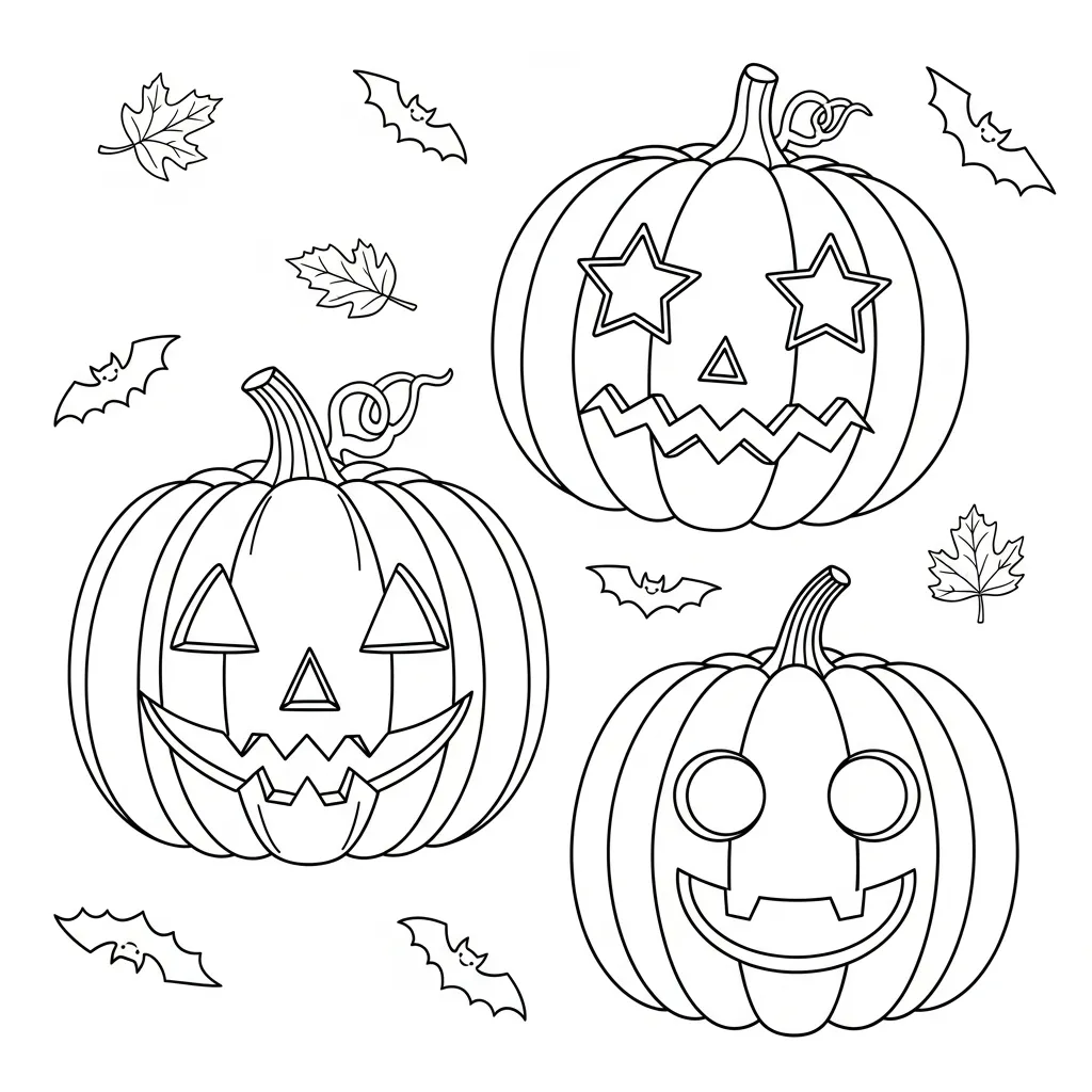 Kleurplaat Pompoen snijpatronen 2