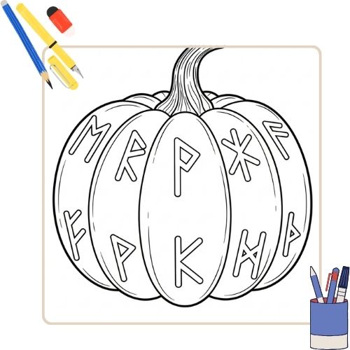 Kleurplaat Pompoen snijpatronen thumbnail