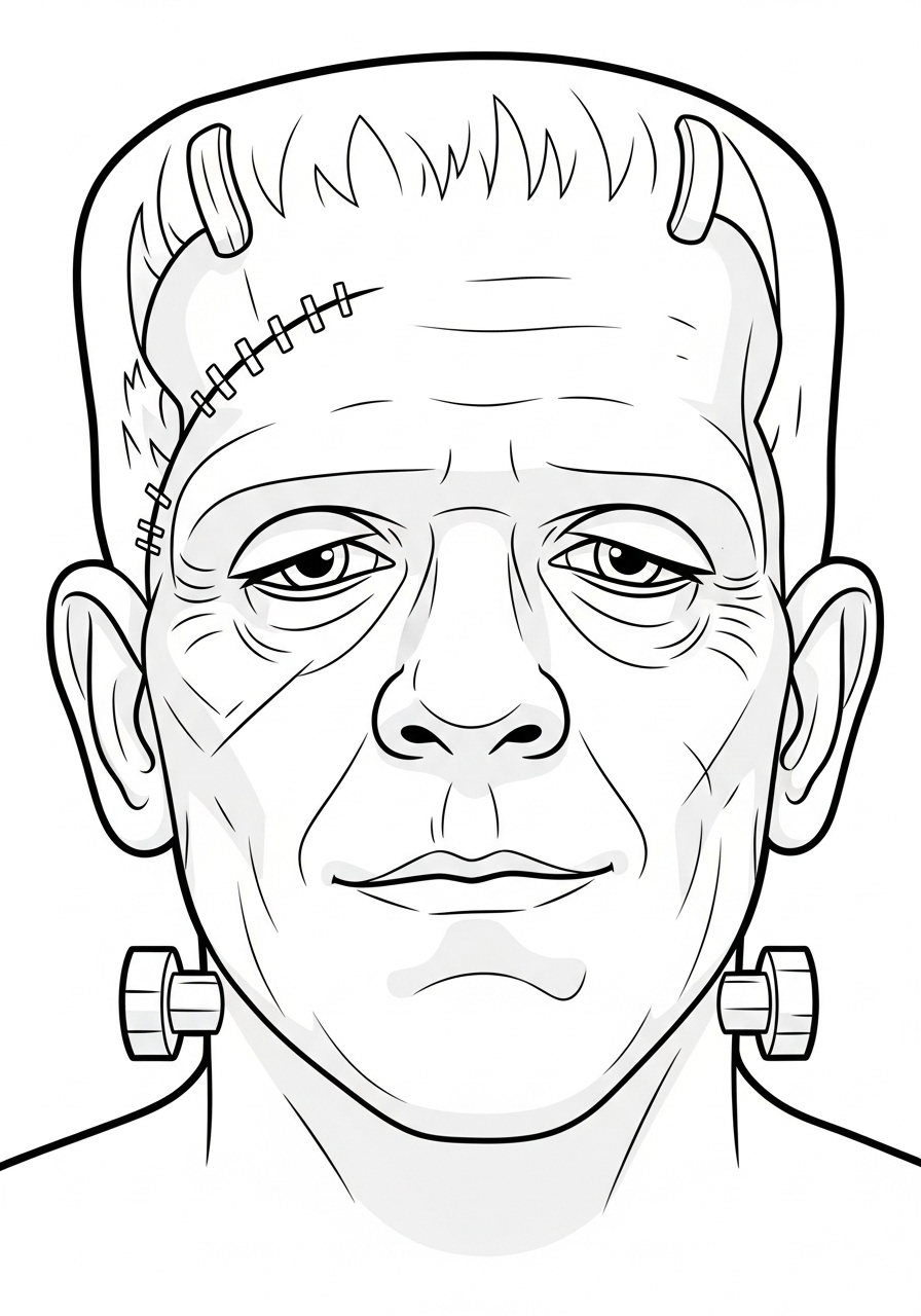 Kleurplaat Frankenstein 11 Portret van Frankenstein kleurplaat