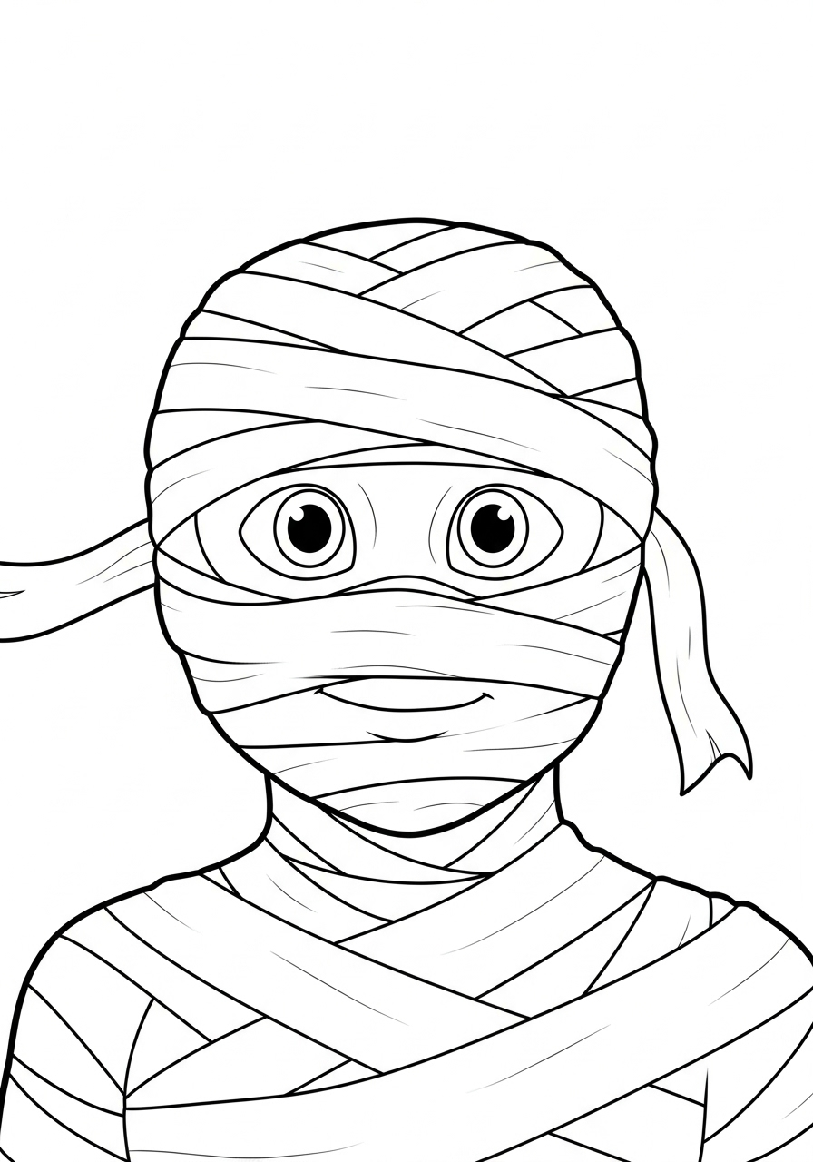Kleurplaat Mummies 11 Portret van een vrolijke mummie kleurplaat