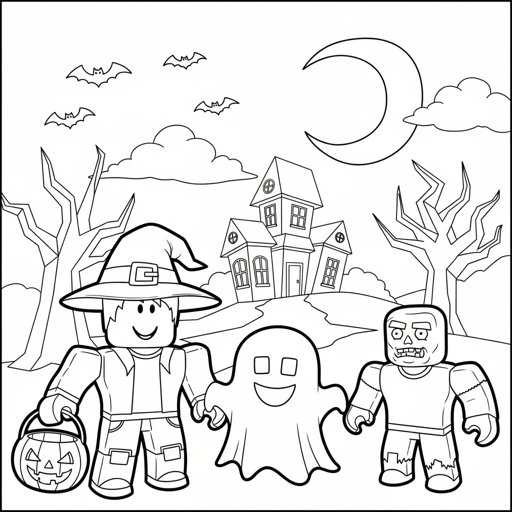 Roblox Halloween kleurplaat 1