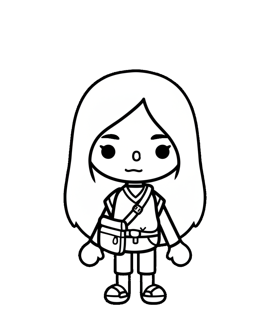 Toca boca kleurplaat 8 avontuurlijk meisje met lange haren kleurplaat