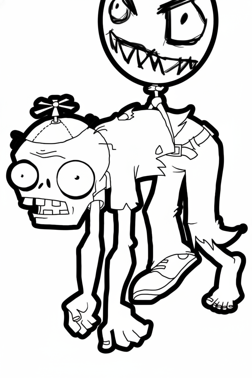 Plants vs. Zombies kleurplaat 24 ballon zombie plants vs zombies kleurplaat