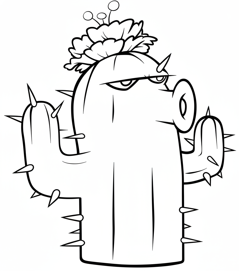 Plants vs. Zombies kleurplaat 22 cactus verdediger plants vs zombies kleurplaat