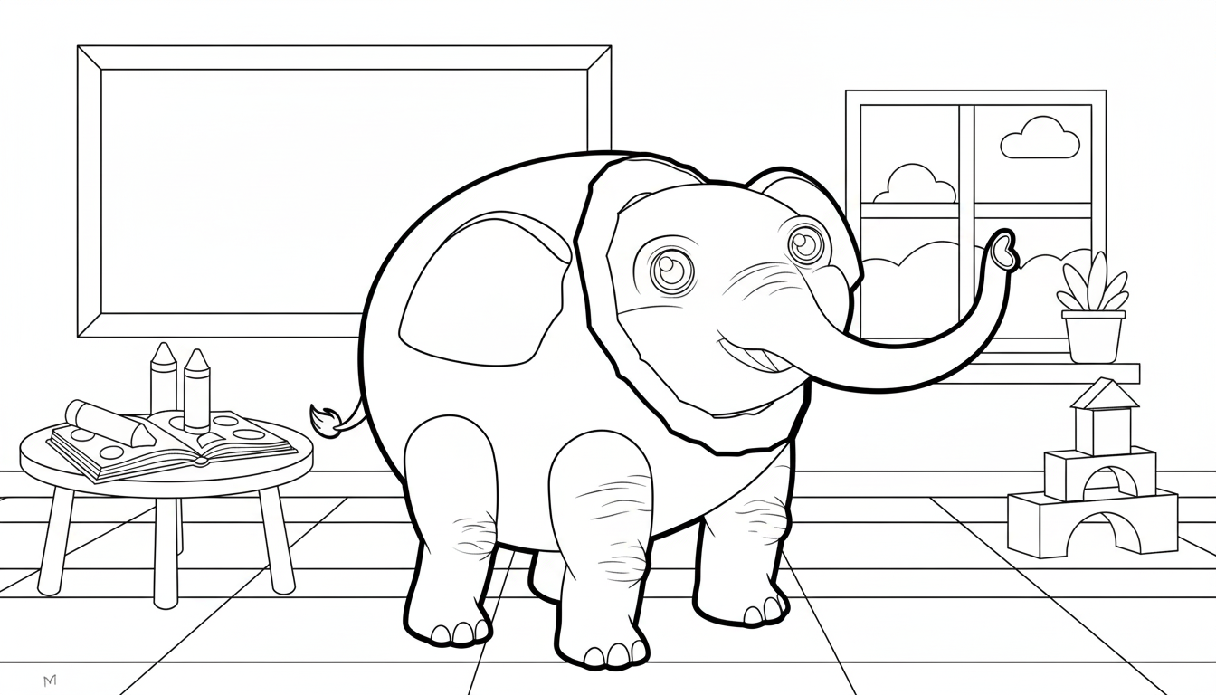 cocofanto elefanto in de klas kleurplaat