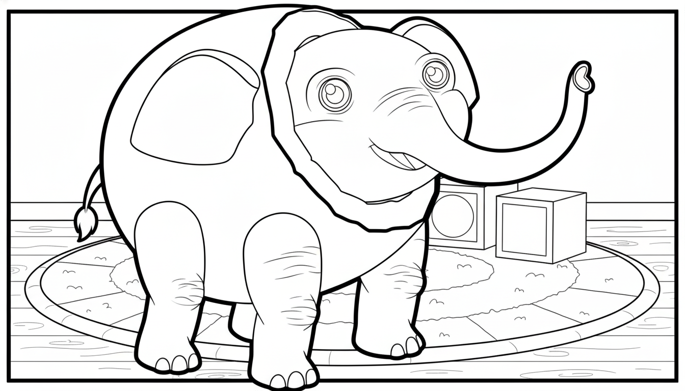 cocofanto elefanto in speelkamer kleurplaat