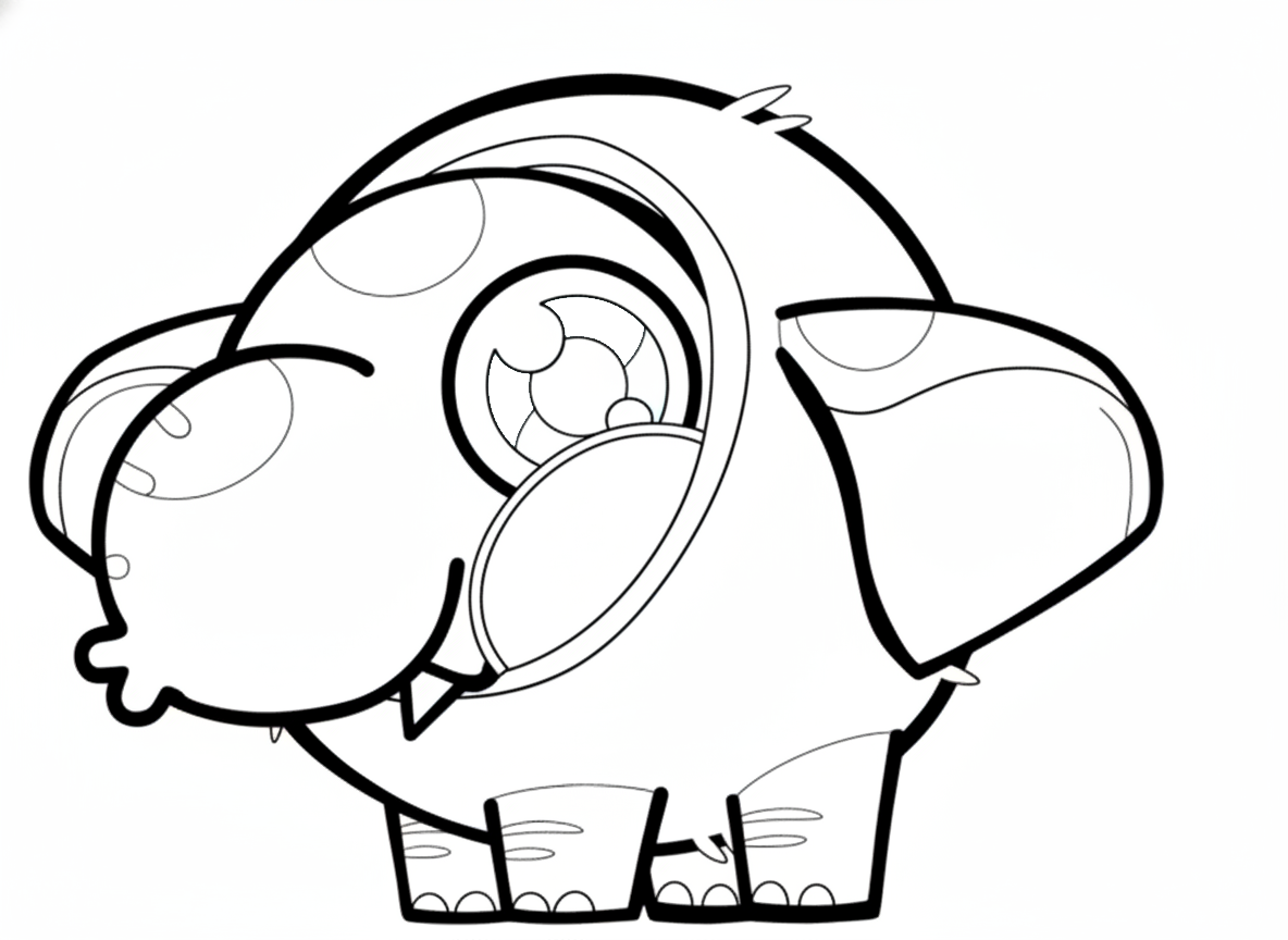 cocofanto elefanto met grote ogen kleurplaat