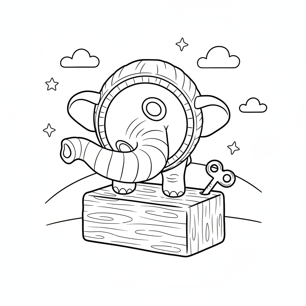 cocofanto elefanto op houten blok speeltje kleurplaat
