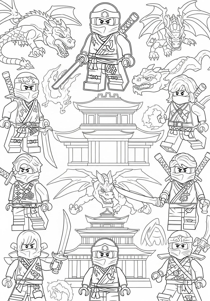 de drakenmeesters van ninjago kleurplaat