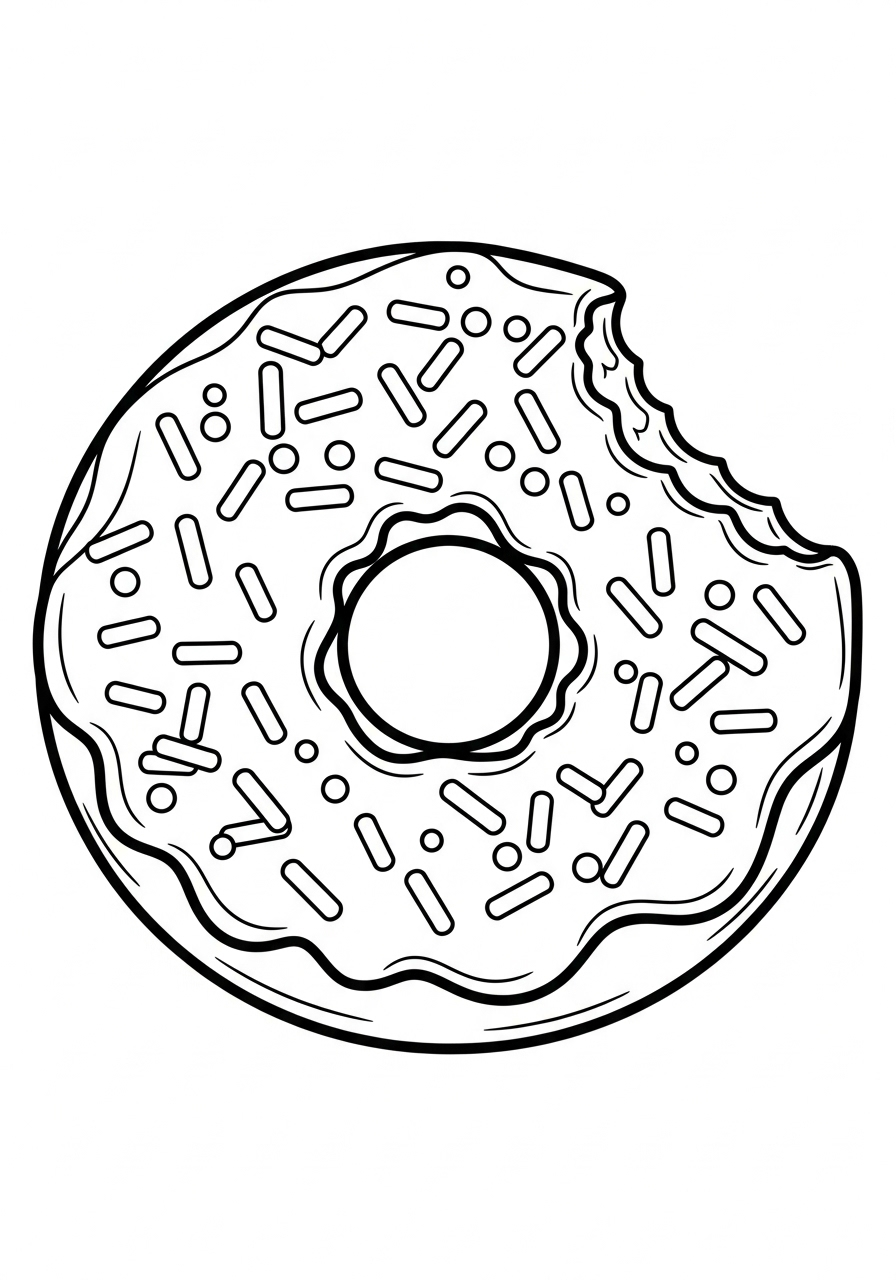 donut met een hapje eruit kleurplaat