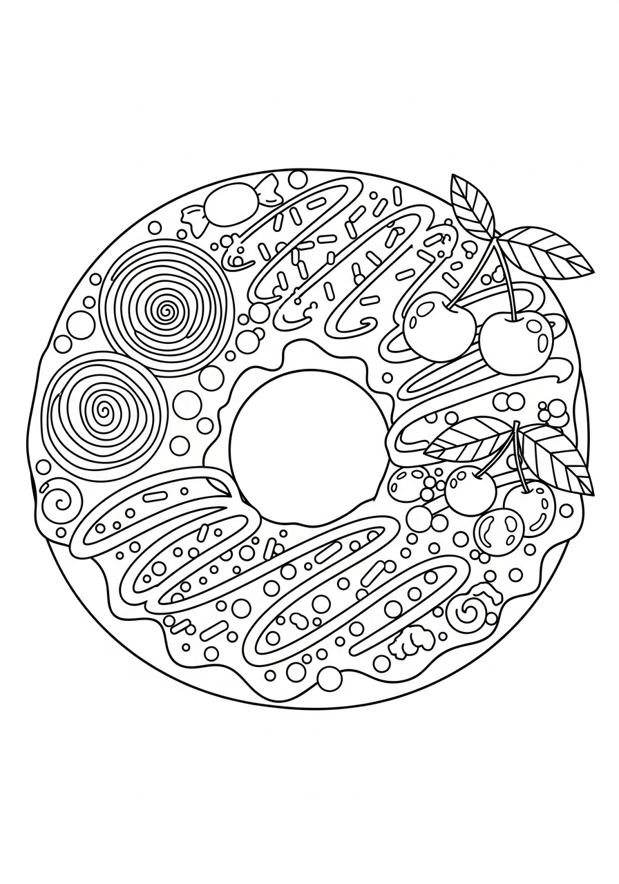 donut vol snoepjes kleurplaat