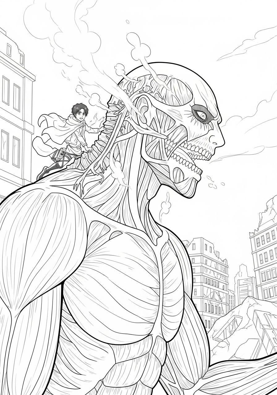 Eren Yeager Kleurplaat 18 eren vecht tegen colossal titan kleurplaat
