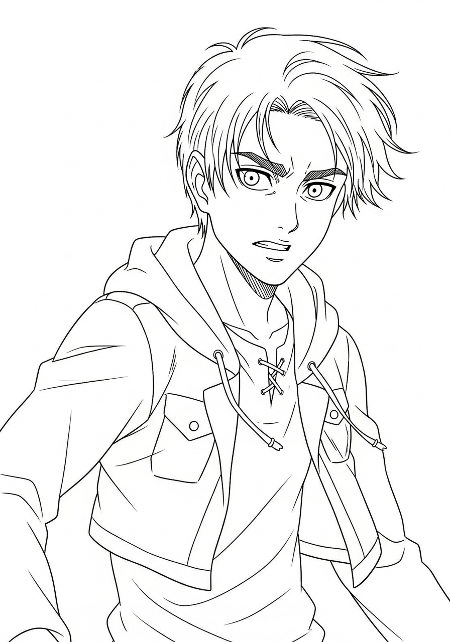 Eren Yeager Kleurplaat 17 eren yeager anime stijl kleurplaat