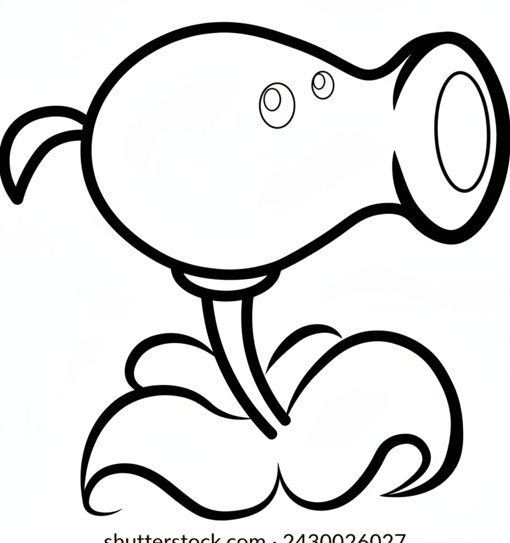 Plants vs. Zombies kleurplaat 19 erwtenkanon peashooter plants vs zombies kleurplaat
