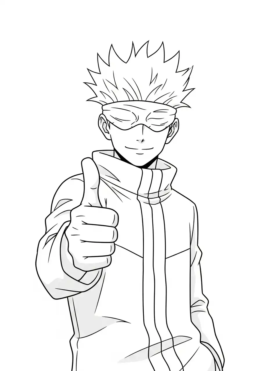 gojo satoru duim omhoog kleurplaat