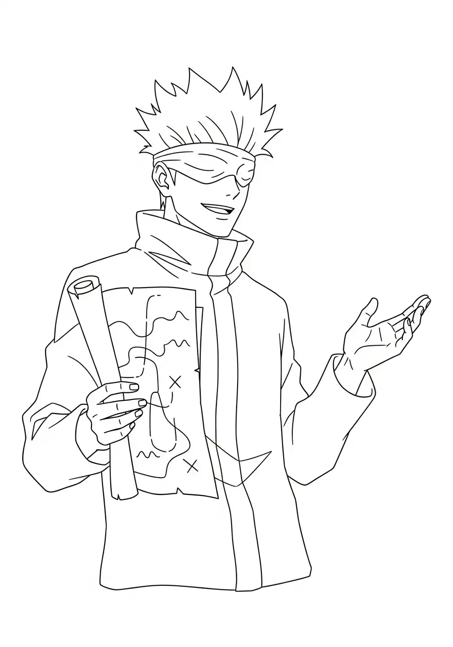 gojo satoru met kaart kleurplaat
