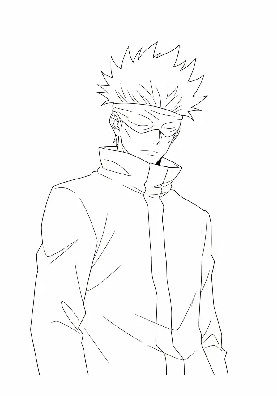 gojo satoru serieuze blik kleurplaat