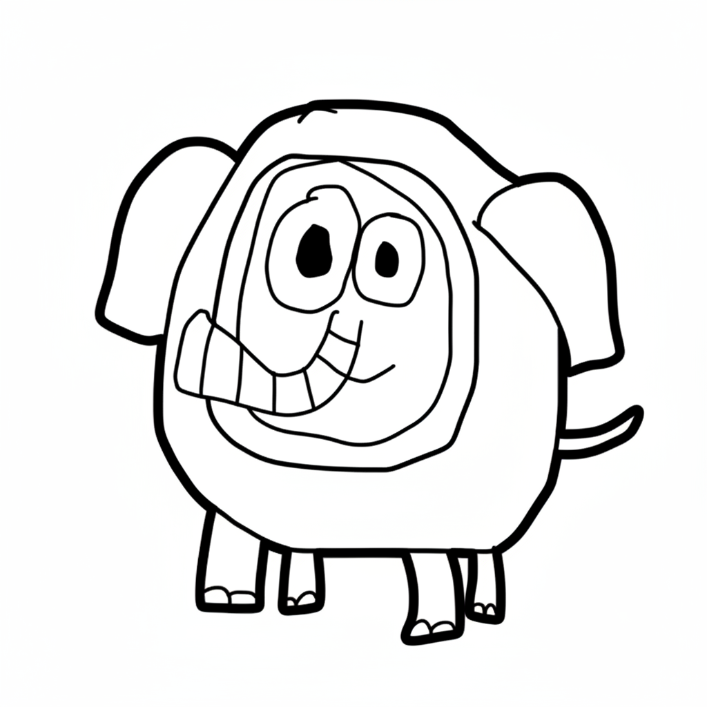 grappige cocofanto elefanto tekening kleurplaat