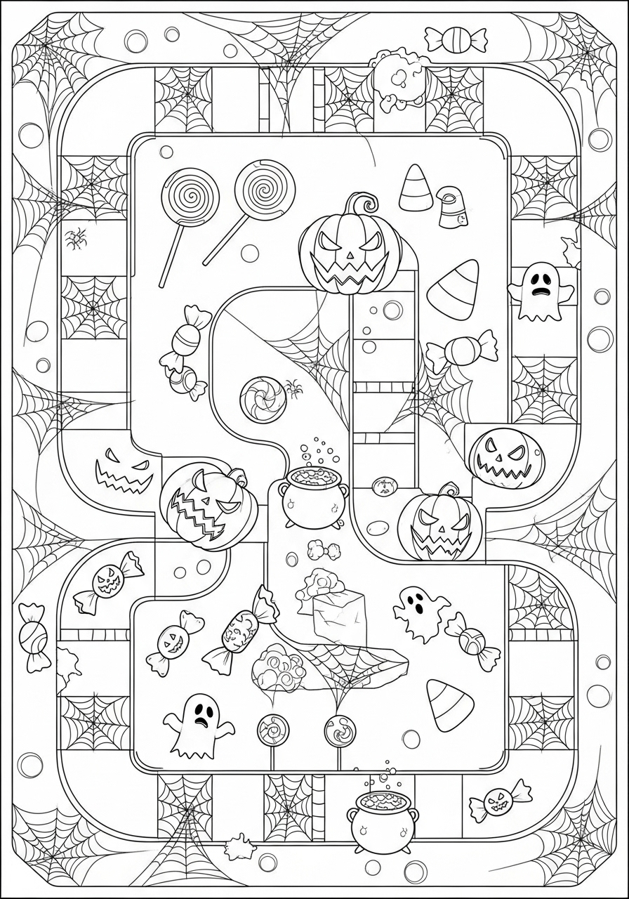 Roblox Halloween kleurplaat 24 halloween spelbord met pompoenen kleurplaat