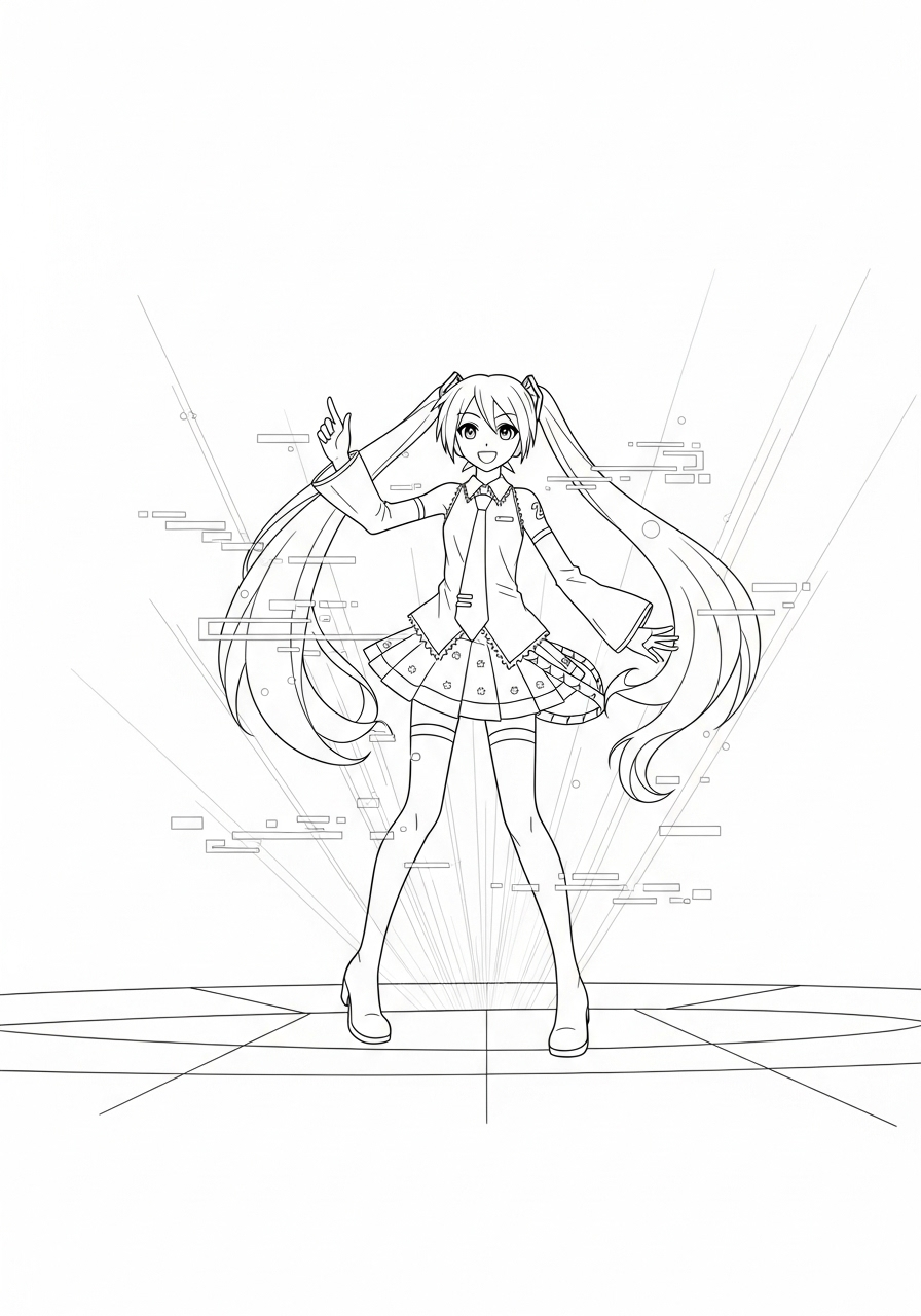 Hatsune Miku Kleurplaat 23 hatsune miku digitale show kleurplaat
