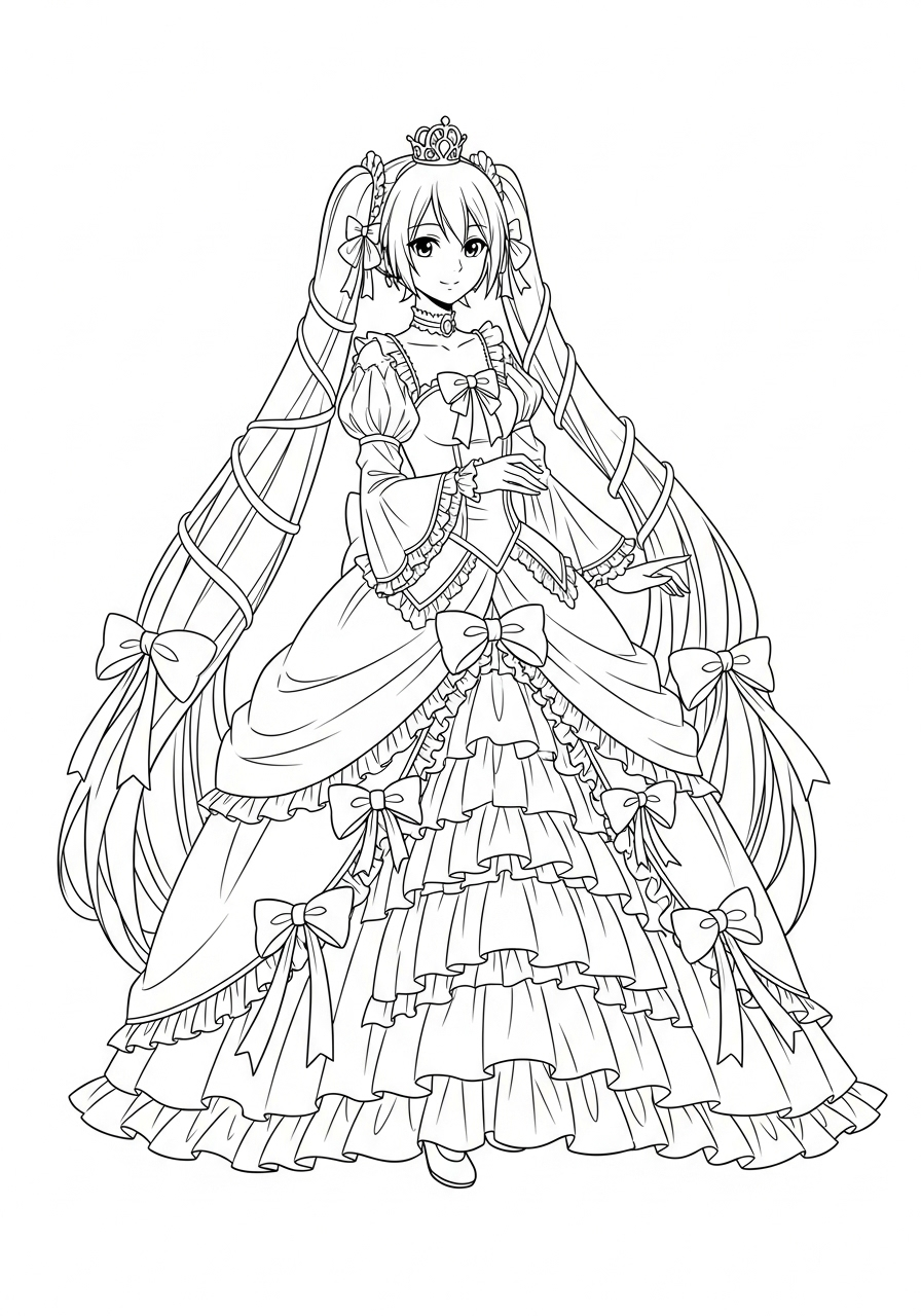 Hatsune Miku Kleurplaat 11 hatsune miku prinses luxe kleurplaat