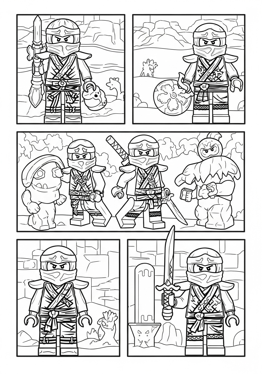 het avontuur van de ninjago strip kleurplaat