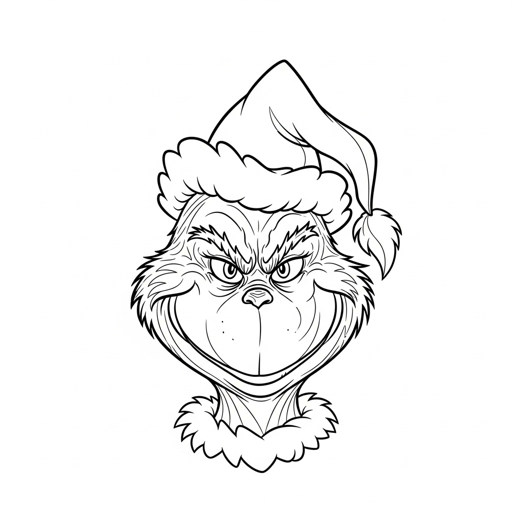 Kleurplaat Grinch 10 het gezicht van de grinch kleurplaat