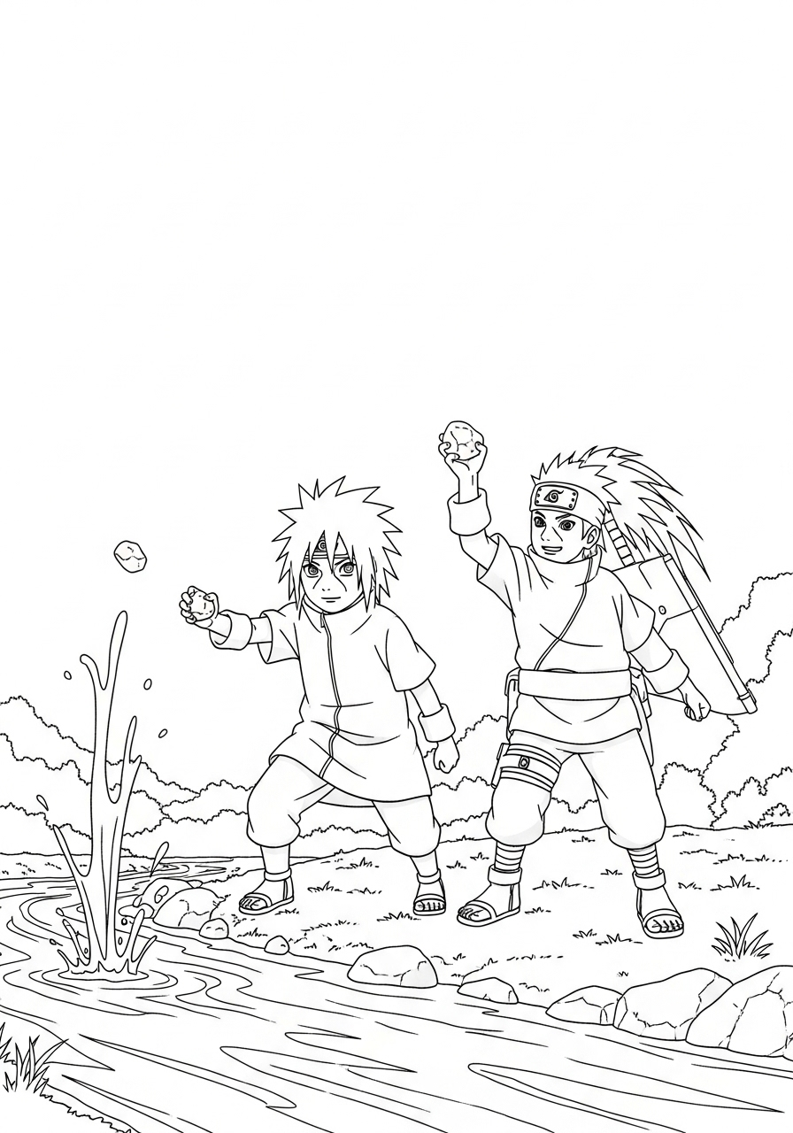 Kleurplaat Madara Uchiha 21 jonge madara en hashirama vriendschap kleurplaat