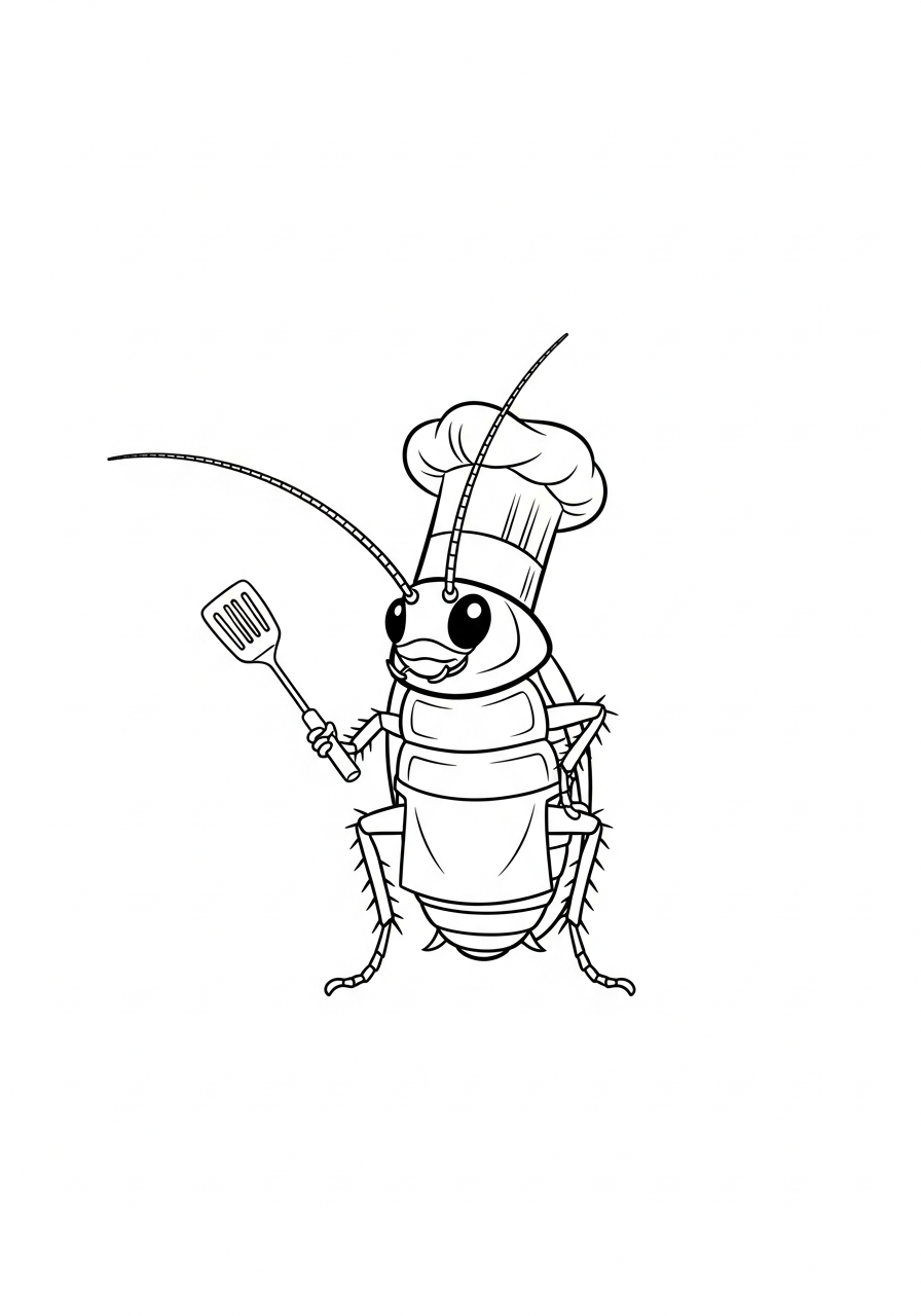 kakkerlak chef spatel kleurplaat