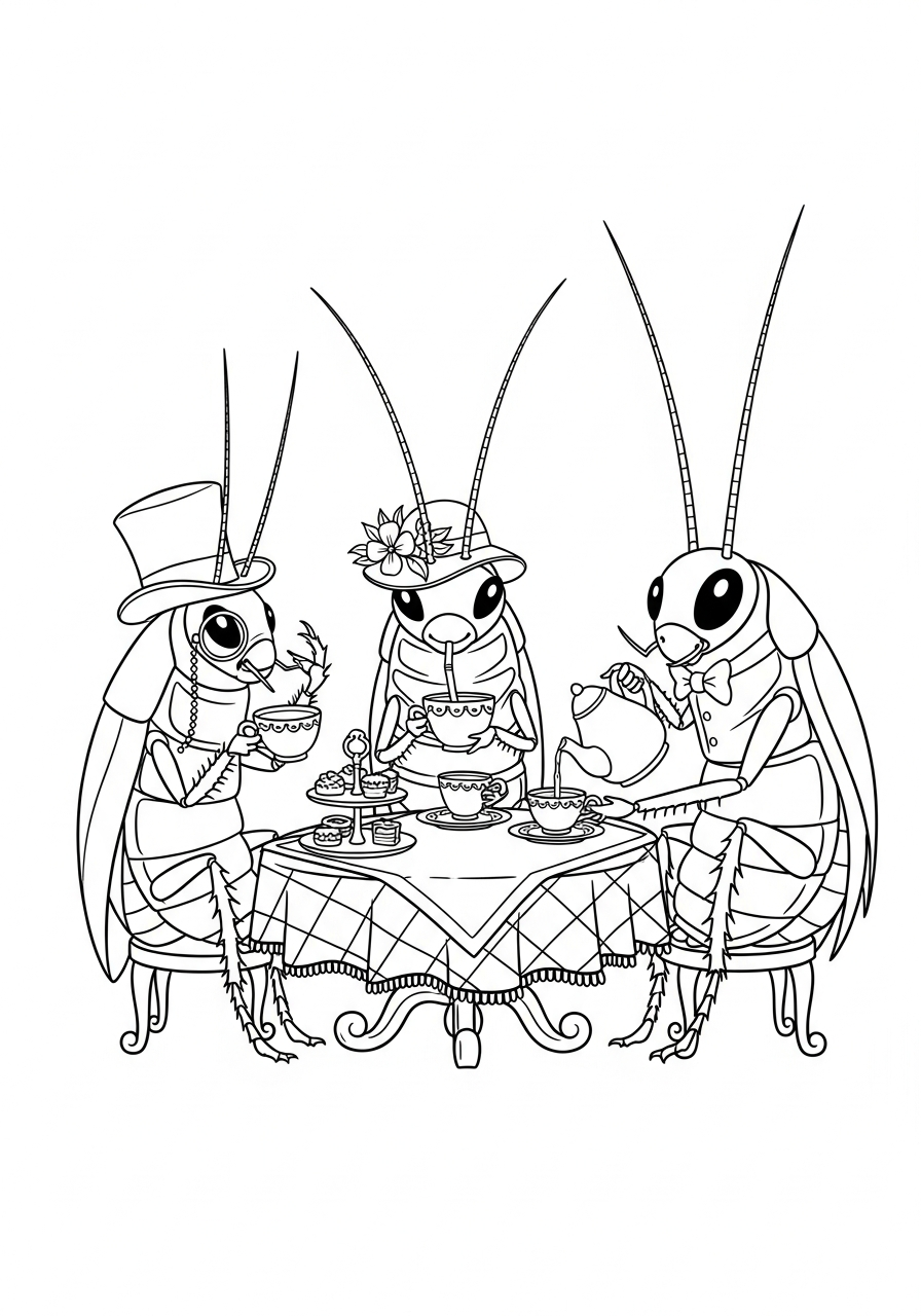kakkerlak theefeest luxe kleurplaat