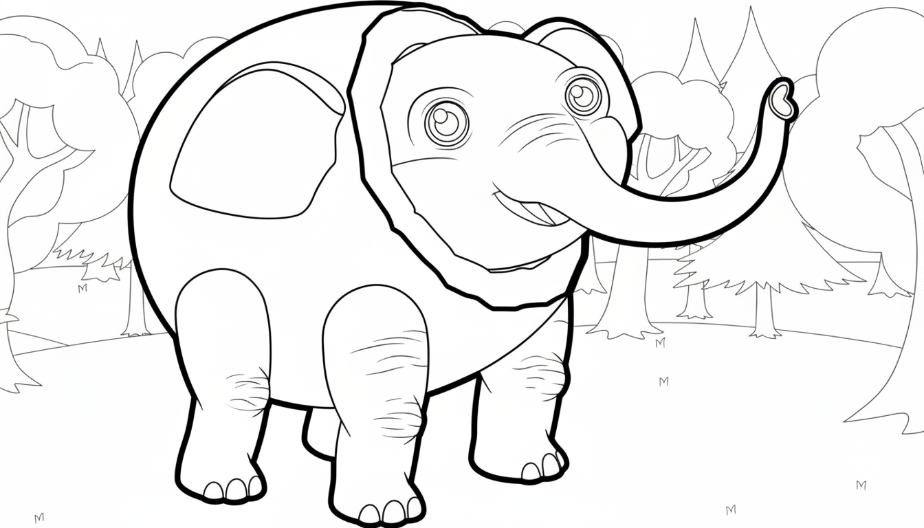 lachende cocofanto elefanto met slang kleurplaat