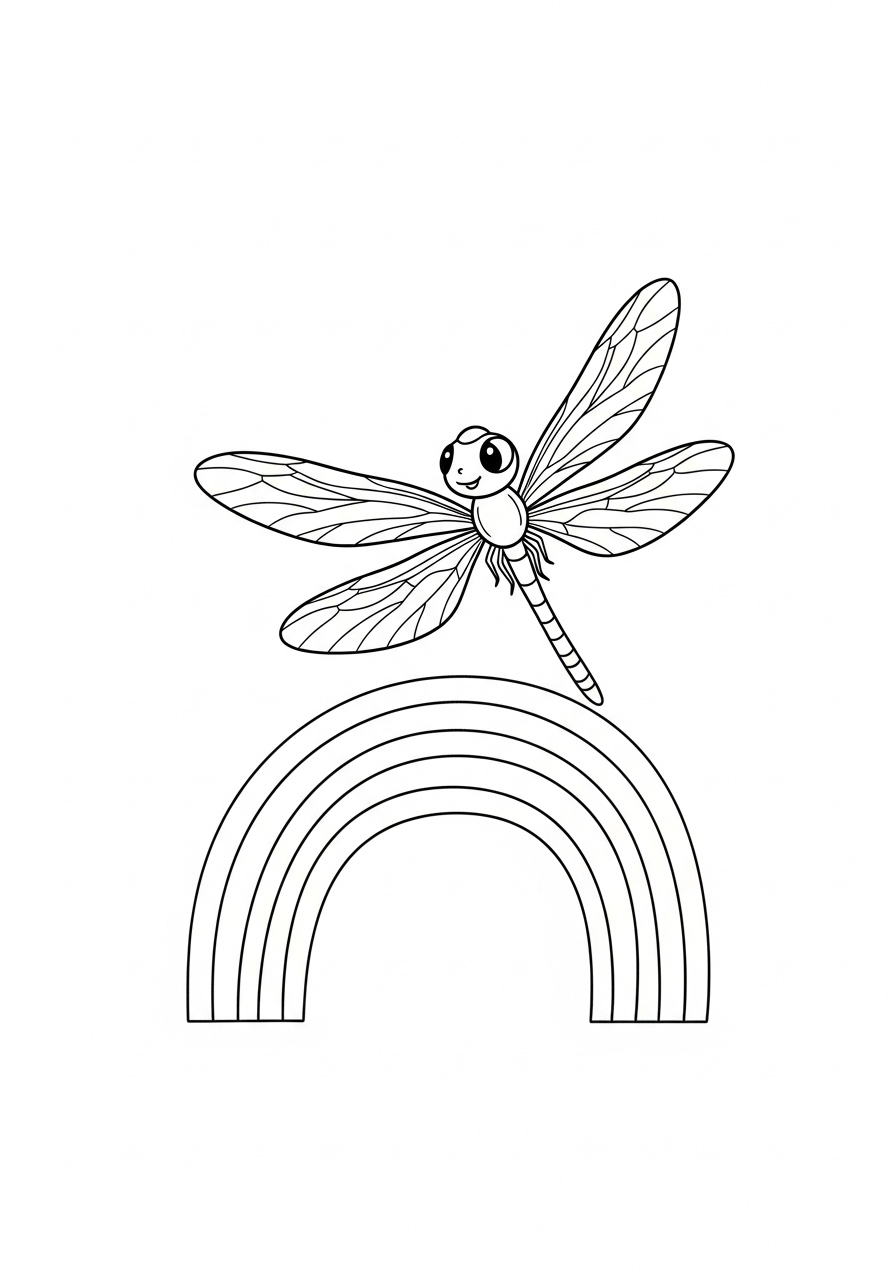 Libel kleurplaat 10 libel en de regenboog kleurplaat