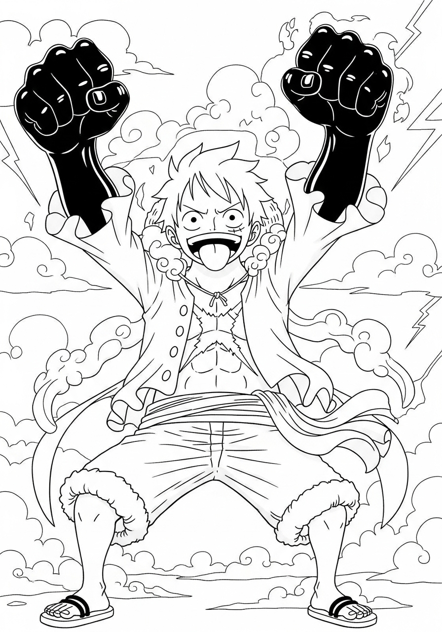 Kleurplaat Luffy 17 luffy gear fourth boundman kleurplaat
