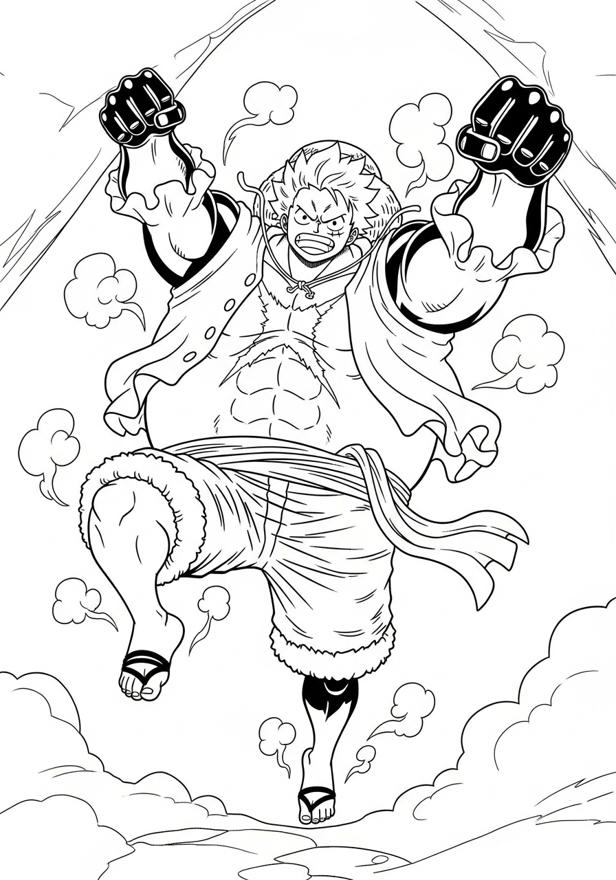 Kleurplaat Luffy 16 luffy gear fourth pose kleurplaat