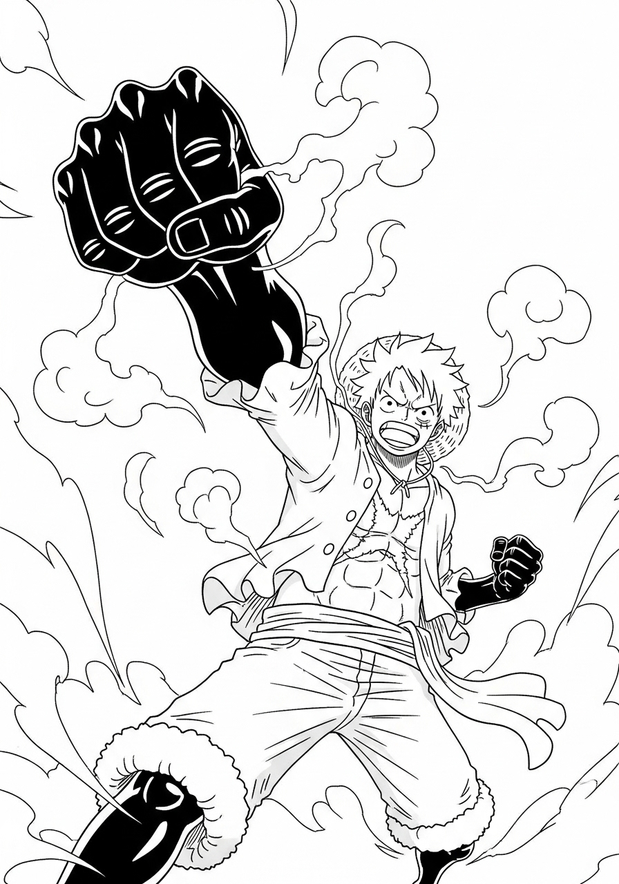 Kleurplaat Luffy 15 luffy gear third grote vuist kleurplaat