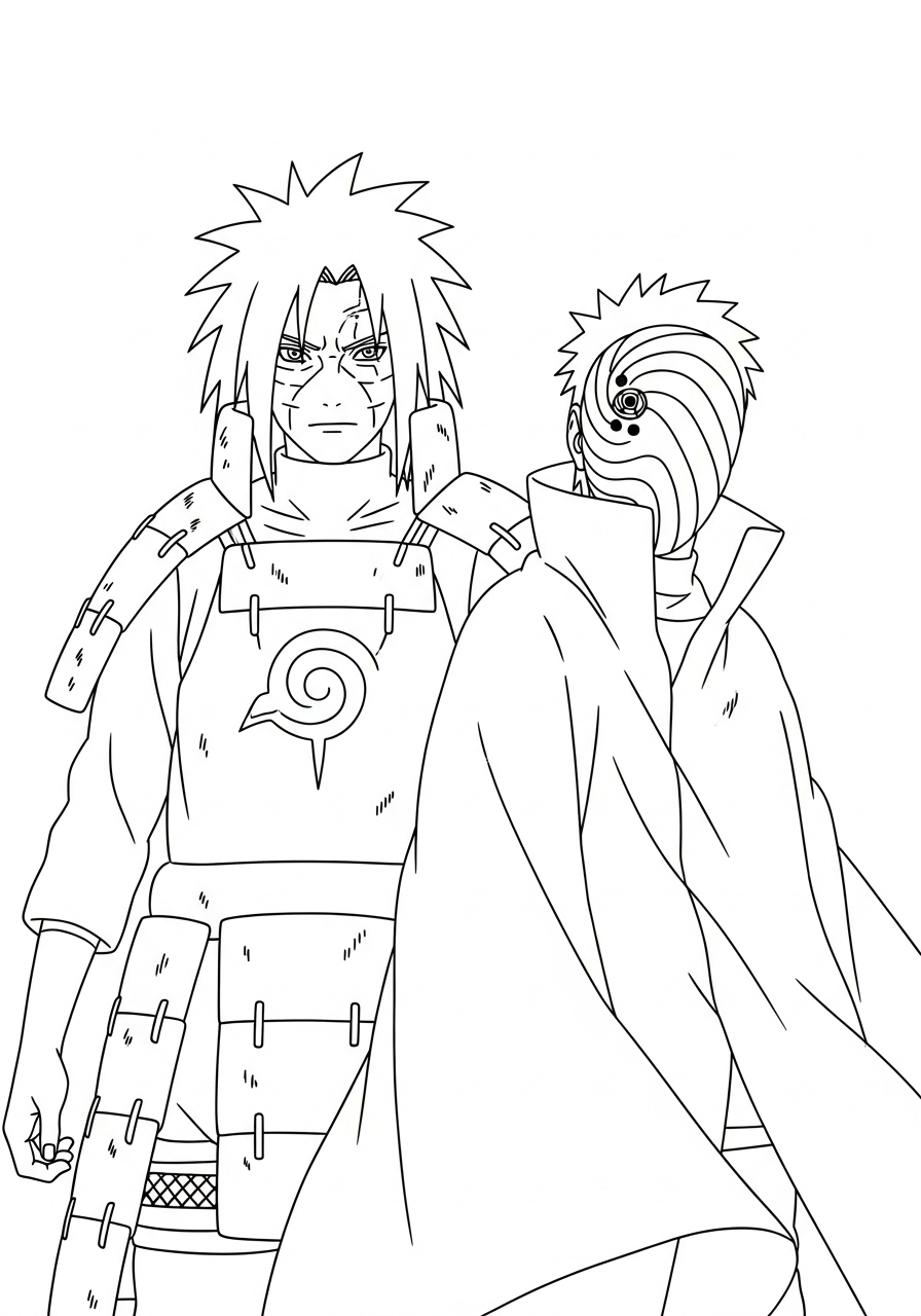 Kleurplaat Madara Uchiha 19 madara uchiha en tobi kleurplaat