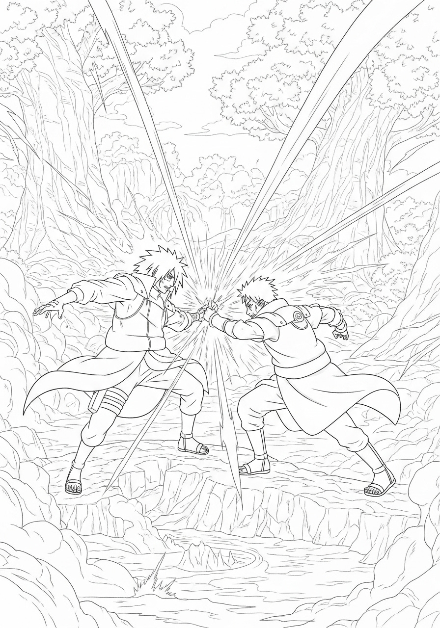 Kleurplaat Madara Uchiha 17 madara uchiha gevecht met hashirama kleurplaat