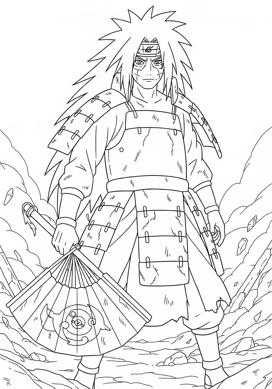 Kleurplaat Madara Uchiha 16 madara uchiha in samurai harnas kleurplaat