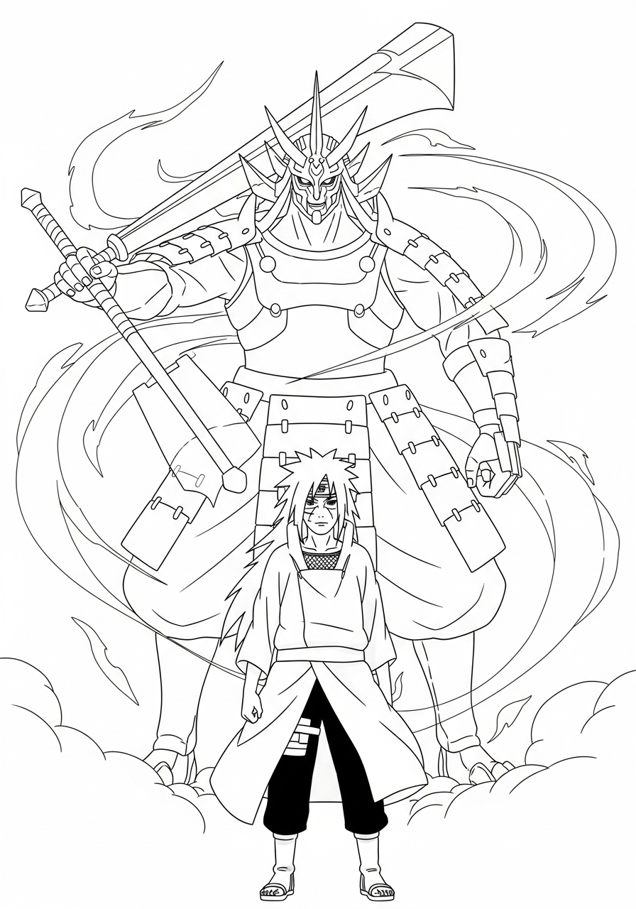 Kleurplaat Madara Uchiha 14 madara uchiha met susanoo kleurplaat