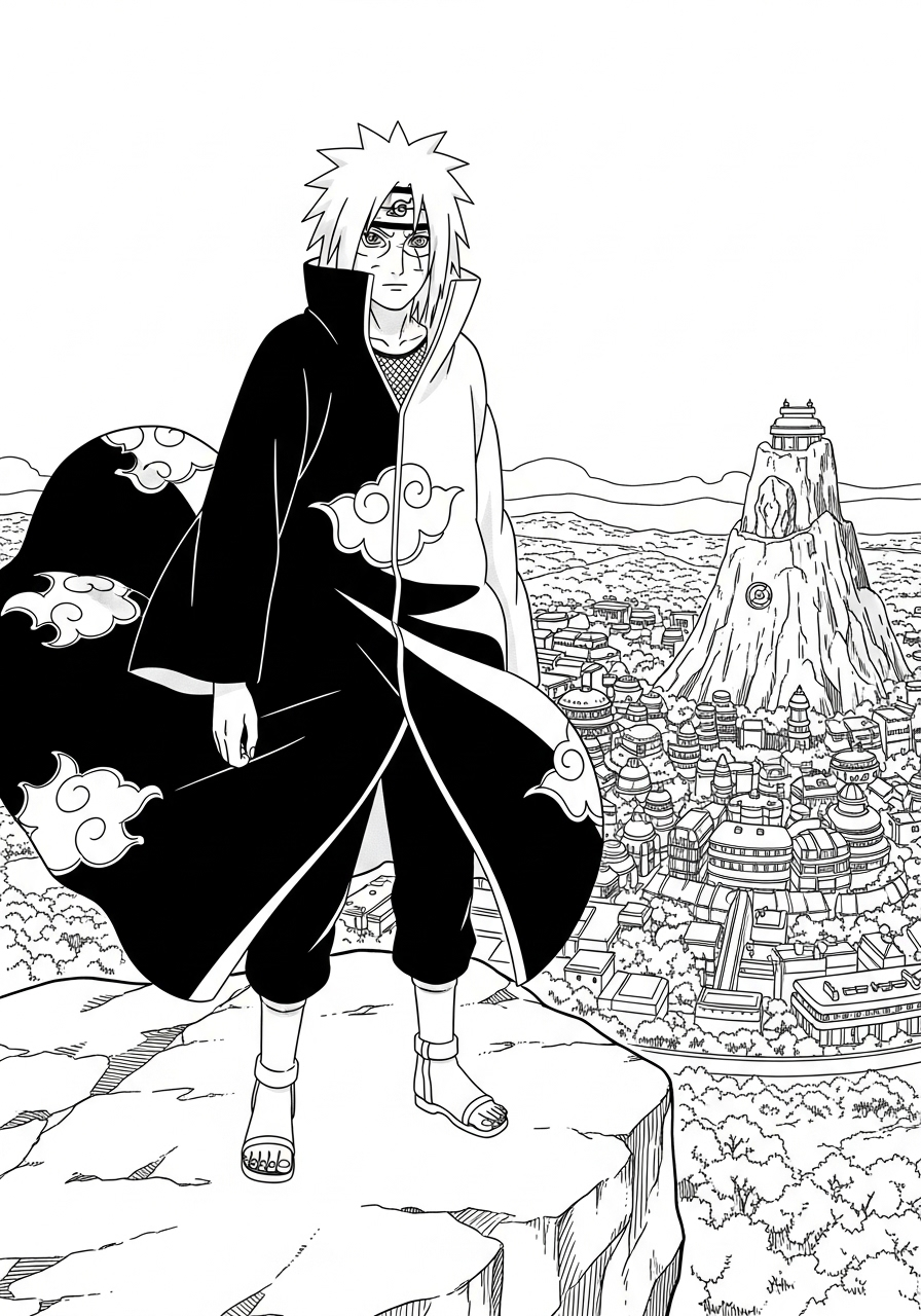 Kleurplaat Madara Uchiha 13 madara uchiha op de rots kleurplaat
