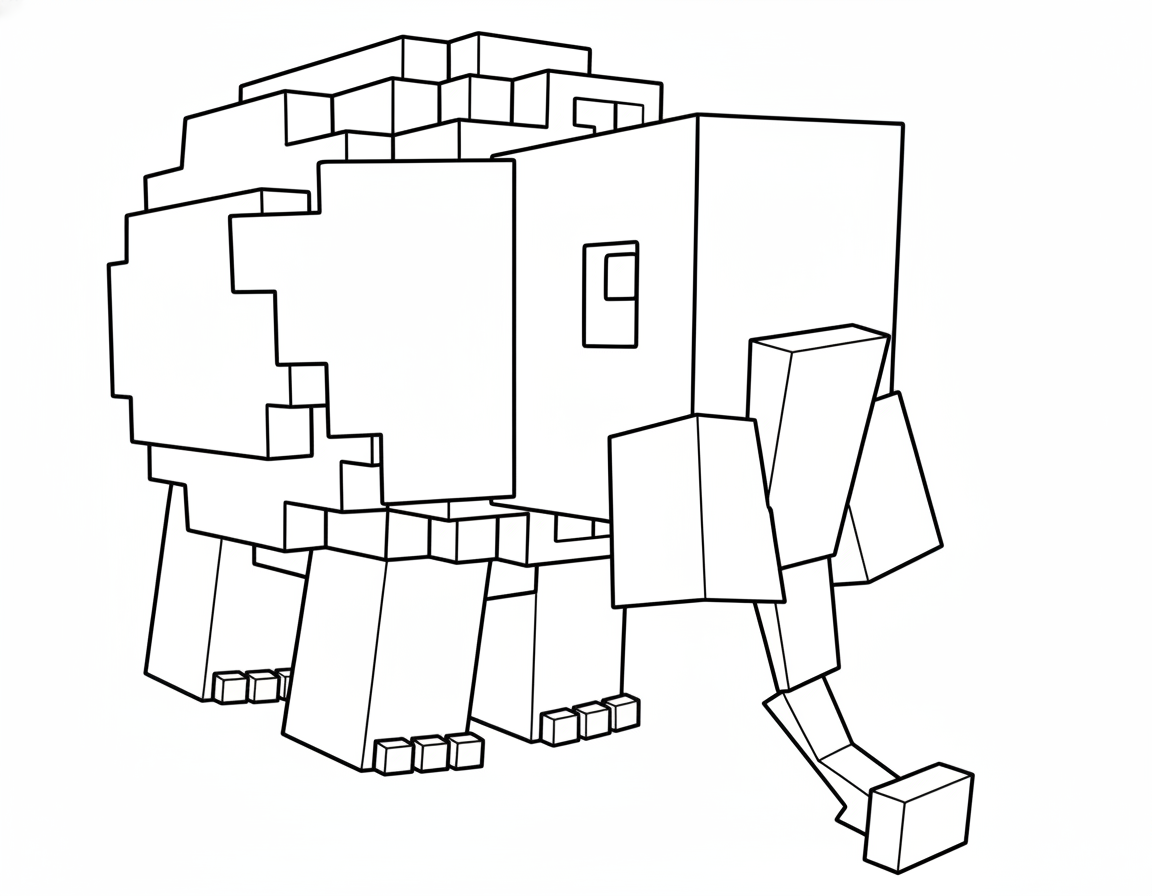 minecraft cocofanto elefanto stijl kleurplaat