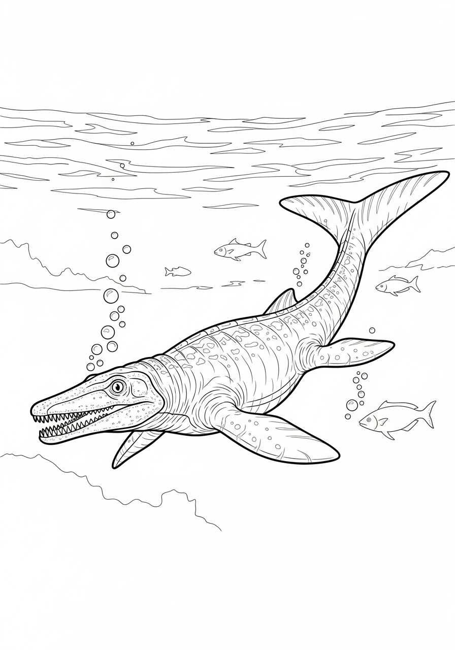 Mosasaurus Kleurplaat 18 mosasaurus in de zee kleurplaat