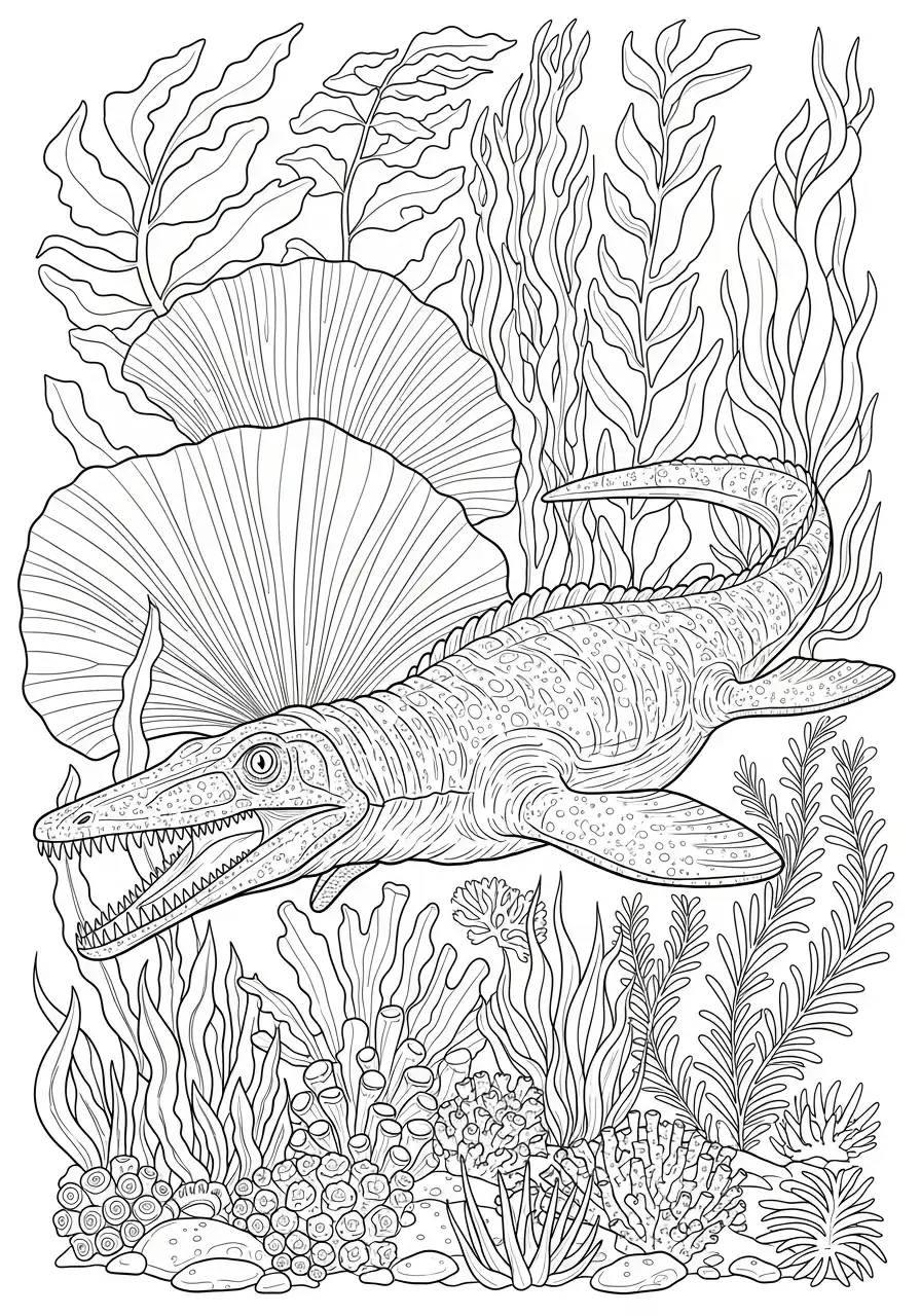 mosasaurus zeewier kleurplaat