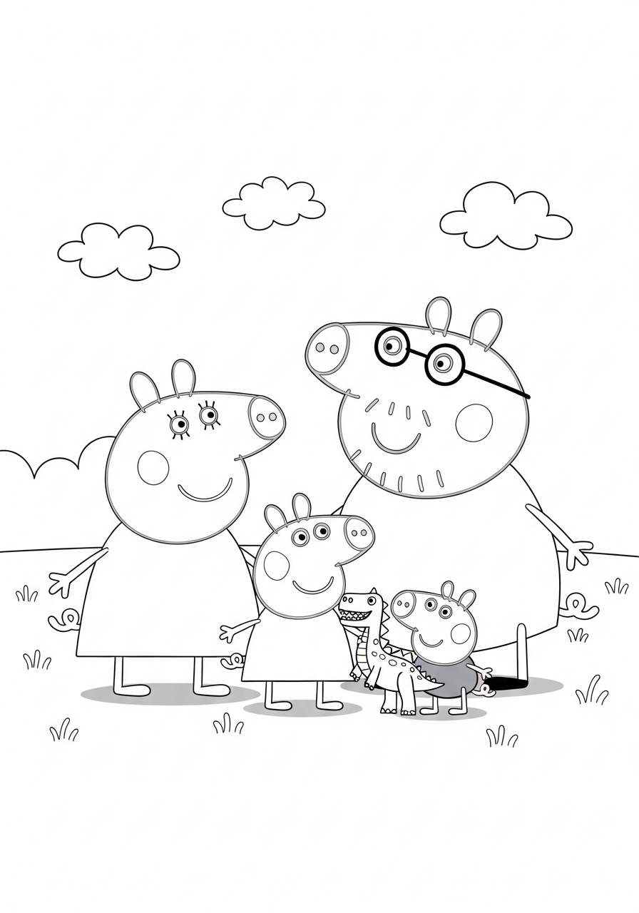 Peppa Pig kleurplaat 8 peppa pig familiepret in de tuin kleurplaat