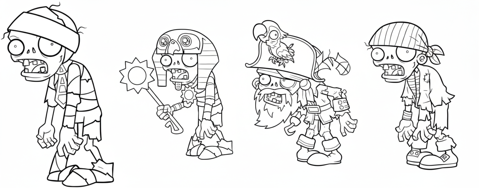 Plants vs. Zombies kleurplaat 16 piraten en mummies zombies plants vs zombies kleurplaat