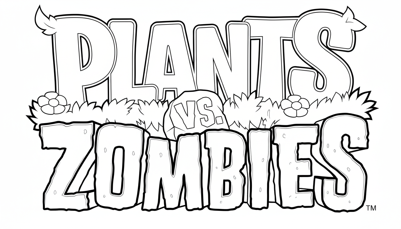 Plants vs. Zombies kleurplaat 12 plants vs zombies logo tekening kleurplaat