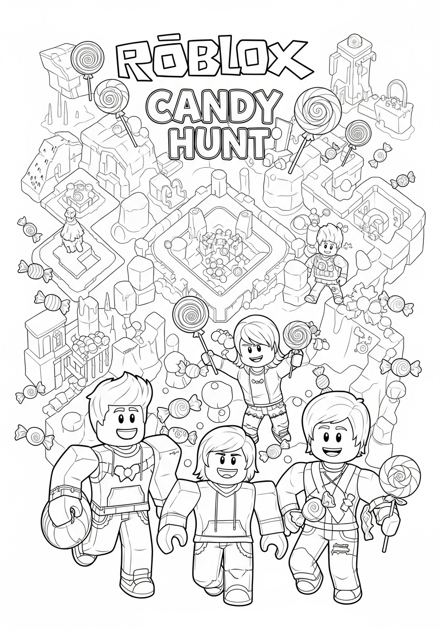 Roblox Halloween kleurplaat 23 roblox candy hunt snoepjacht halloween kleurplaat