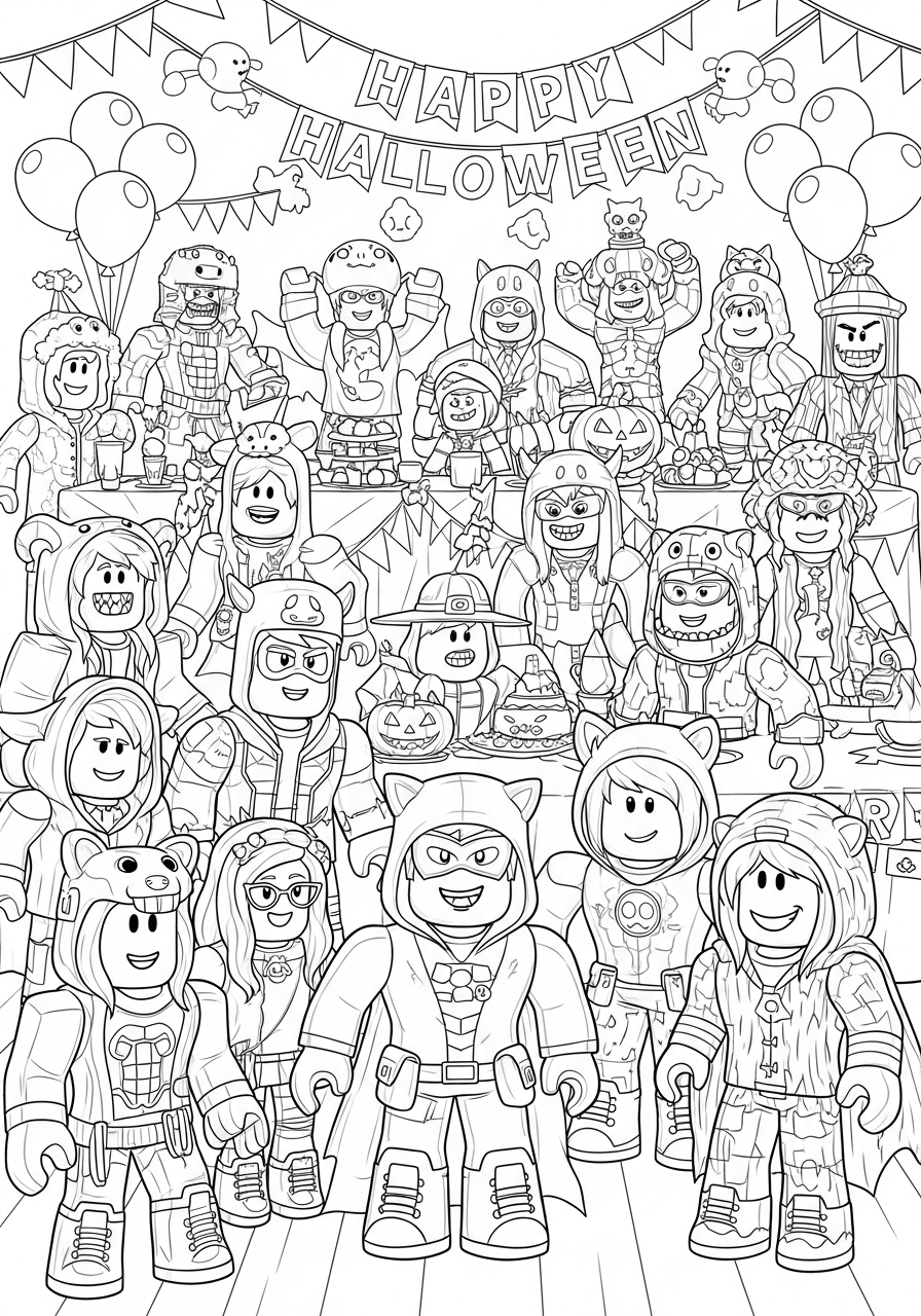 Roblox Halloween kleurplaat 22 roblox halloween feest met vrienden kleurplaat